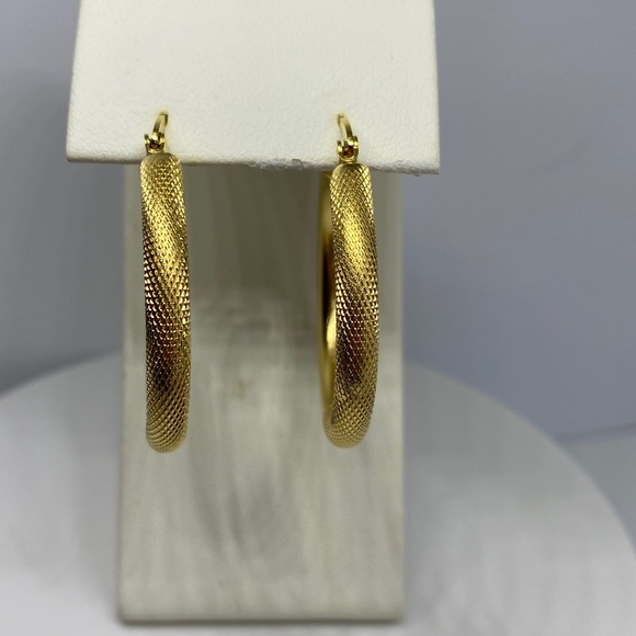 18K Solid Gold Two-Tone Earrings - Picture 3 of 5